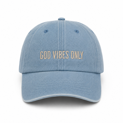 Cappellino in jeans God Vibes Only
