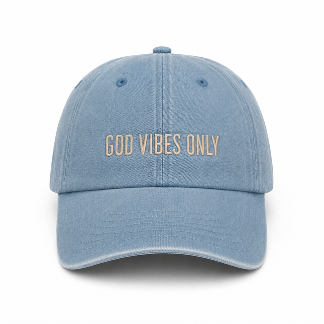 Cappellino in jeans God Vibes Only