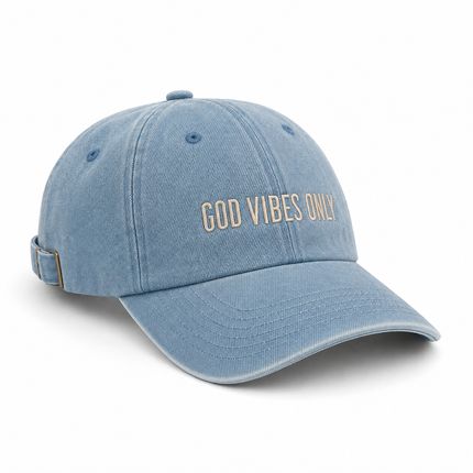 Cappellino in jeans God Vibes Only